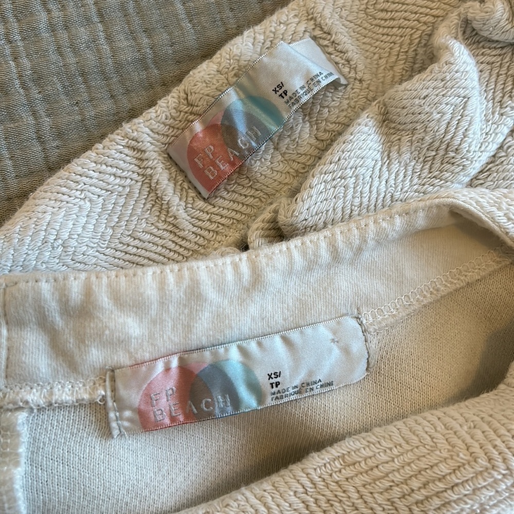 Free People Light Cream Two-Piece Lounge Set - Picture 3 of 4